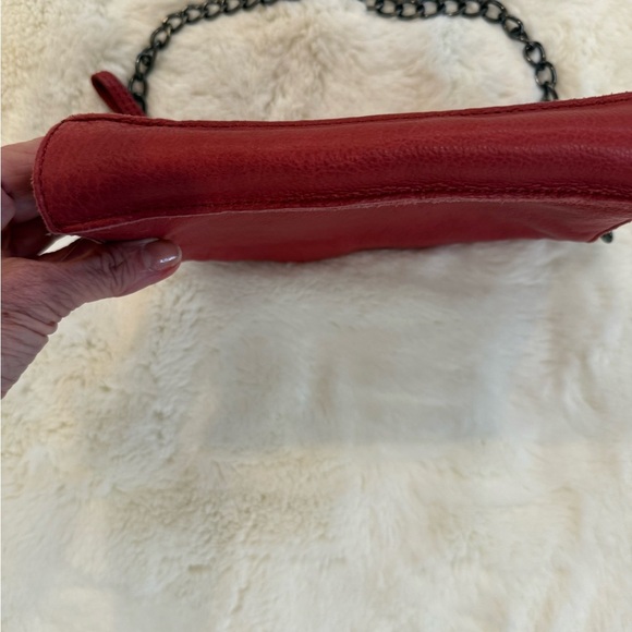 LIEBESKIND Berlin Red Leather Mini Crossbody Bag Chain Strap Cowhide - Picture 5 of 15